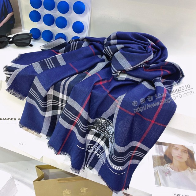 Burberry經典寬格混紡大規格披肩經典格子披肩圍巾 巴寶莉2021新款女士棉絨圍巾  mmj1321